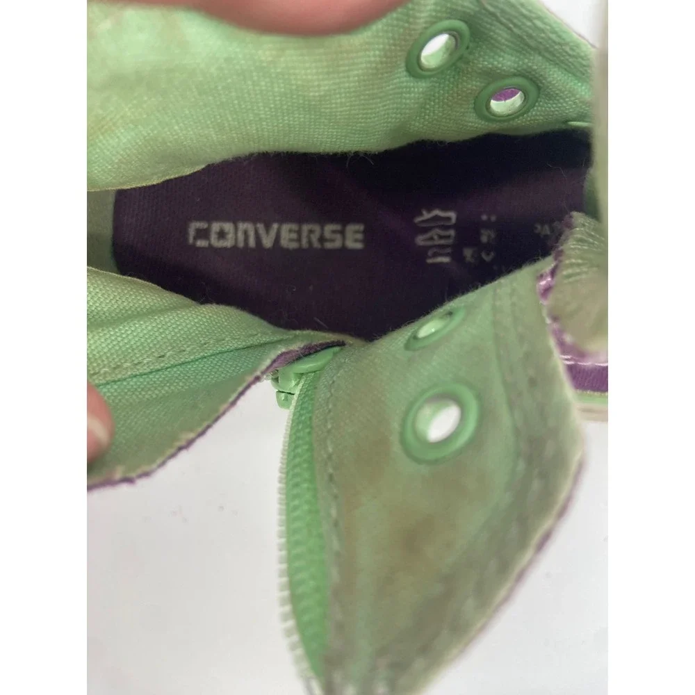 Kids Converse All Star High Top Sneakers Purple Green Zip Closure Toddler Size 6